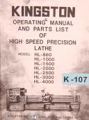 Kingston-Kingston HR2000, HR3000, 4000 5000 6000, Lathe, Operations & Parts Manual 1985-HR2000-HR3000-HR4000-HR5000-HR6000-02